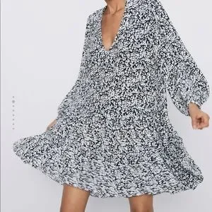Zara | Dresses | Zara Printed Mini Swing Dress 34sleeve